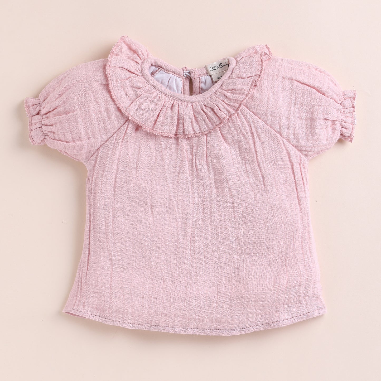 Blush Pink Organic Muslin Frill Top With Bloomers