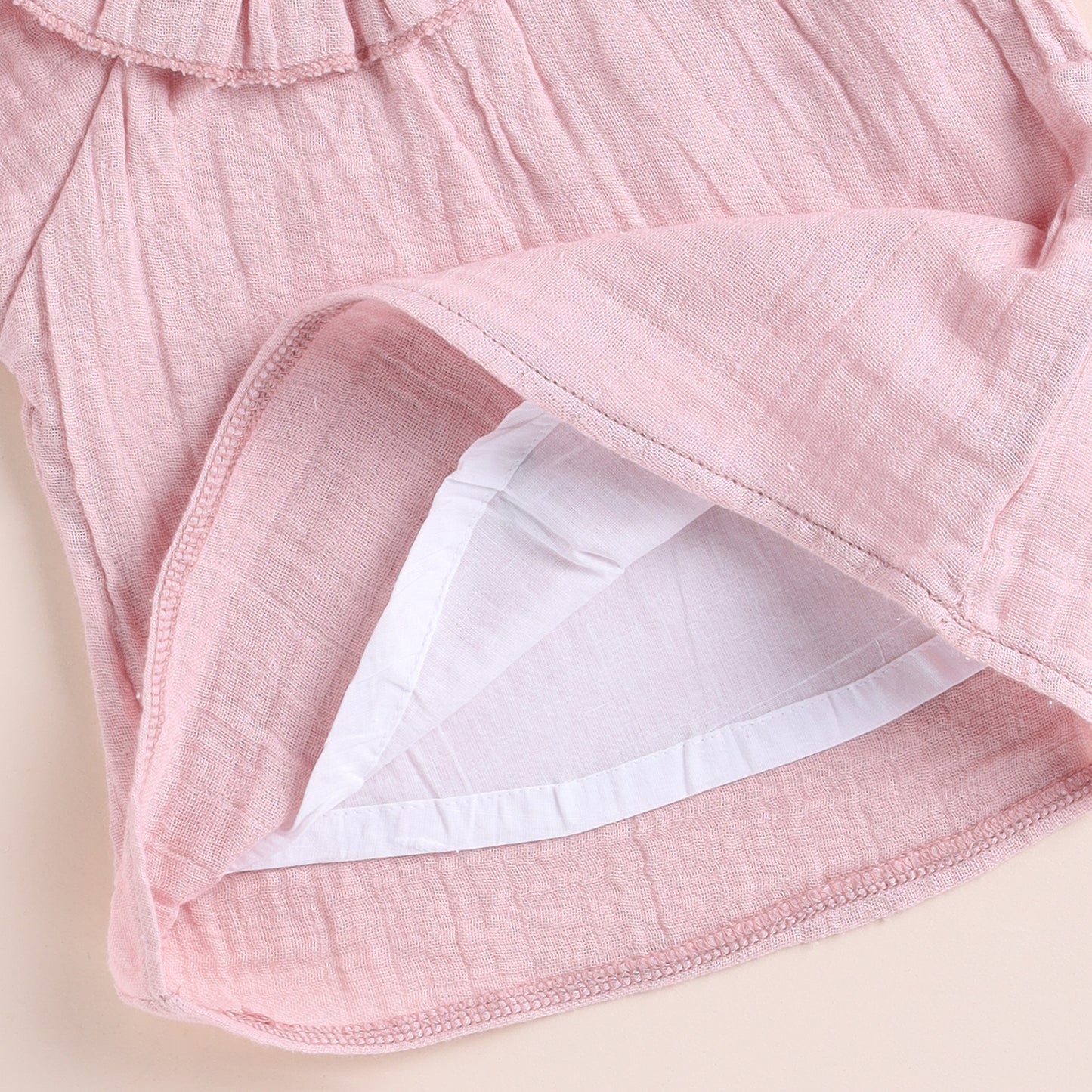 Blush Pink Organic Muslin Frill Top With Bloomers