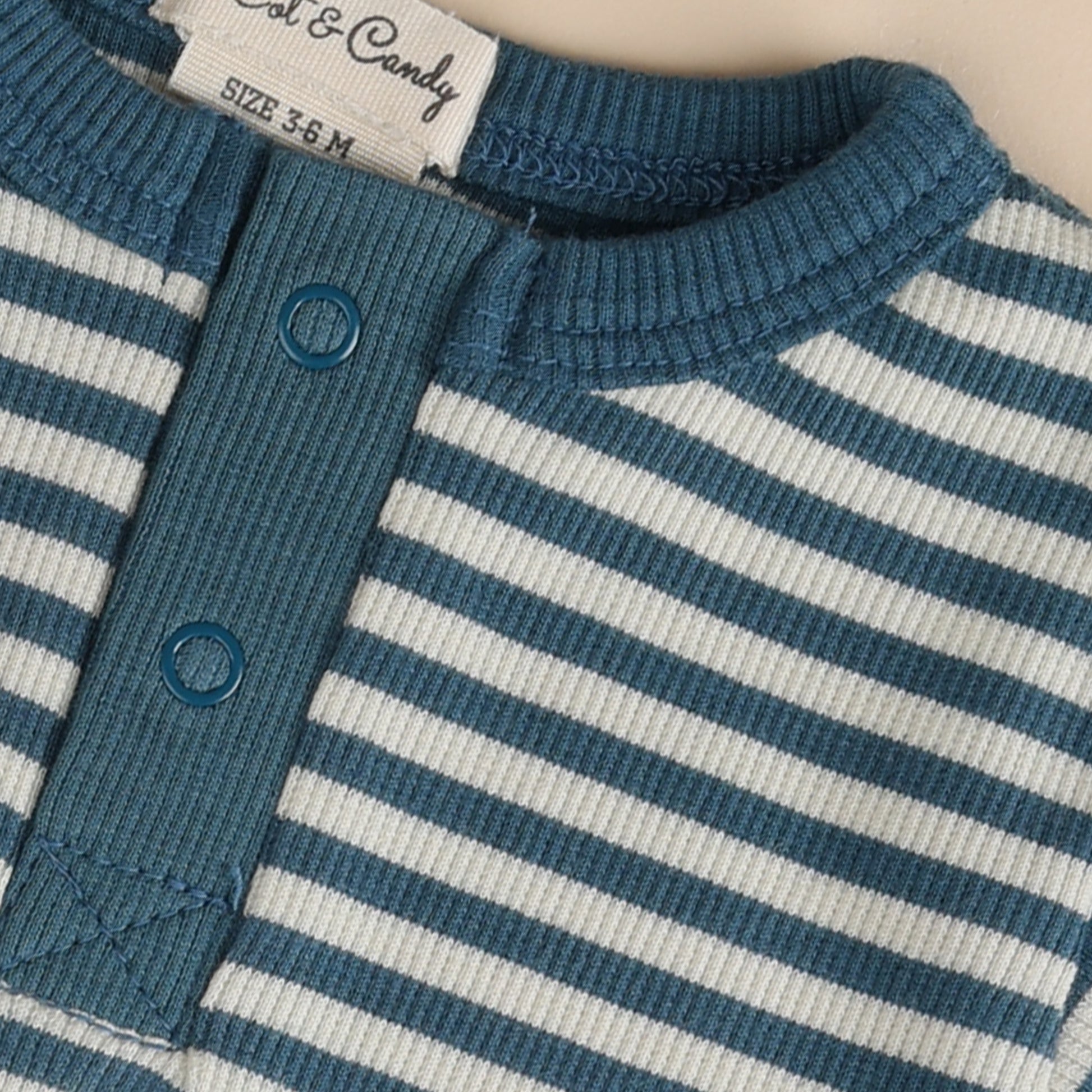 Teal Stripe Organic Short Sleeve Bodysuit for 0-6 months baby
