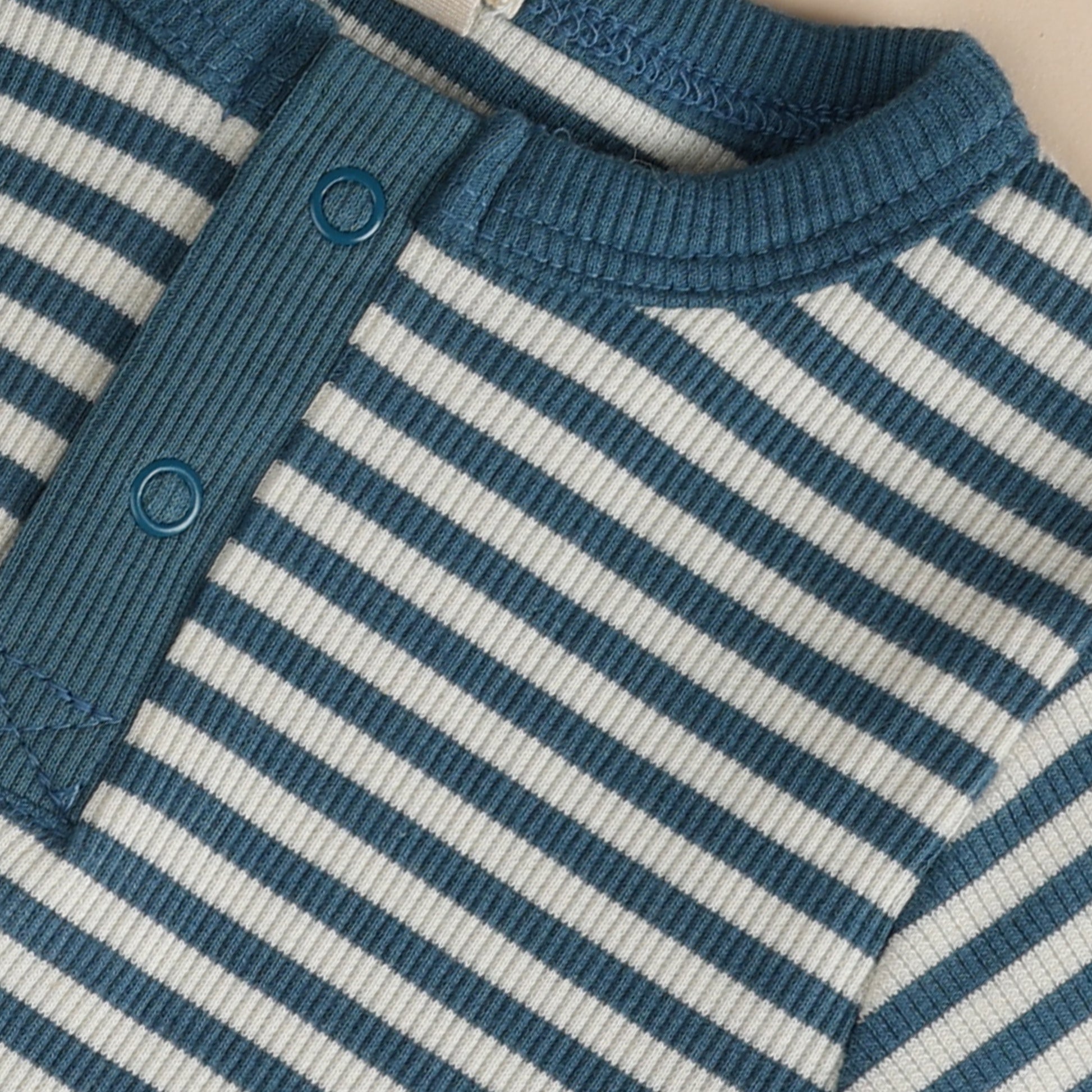 Teal Stripe Organic Long Sleeve Bodysuit for 6-12 months baby