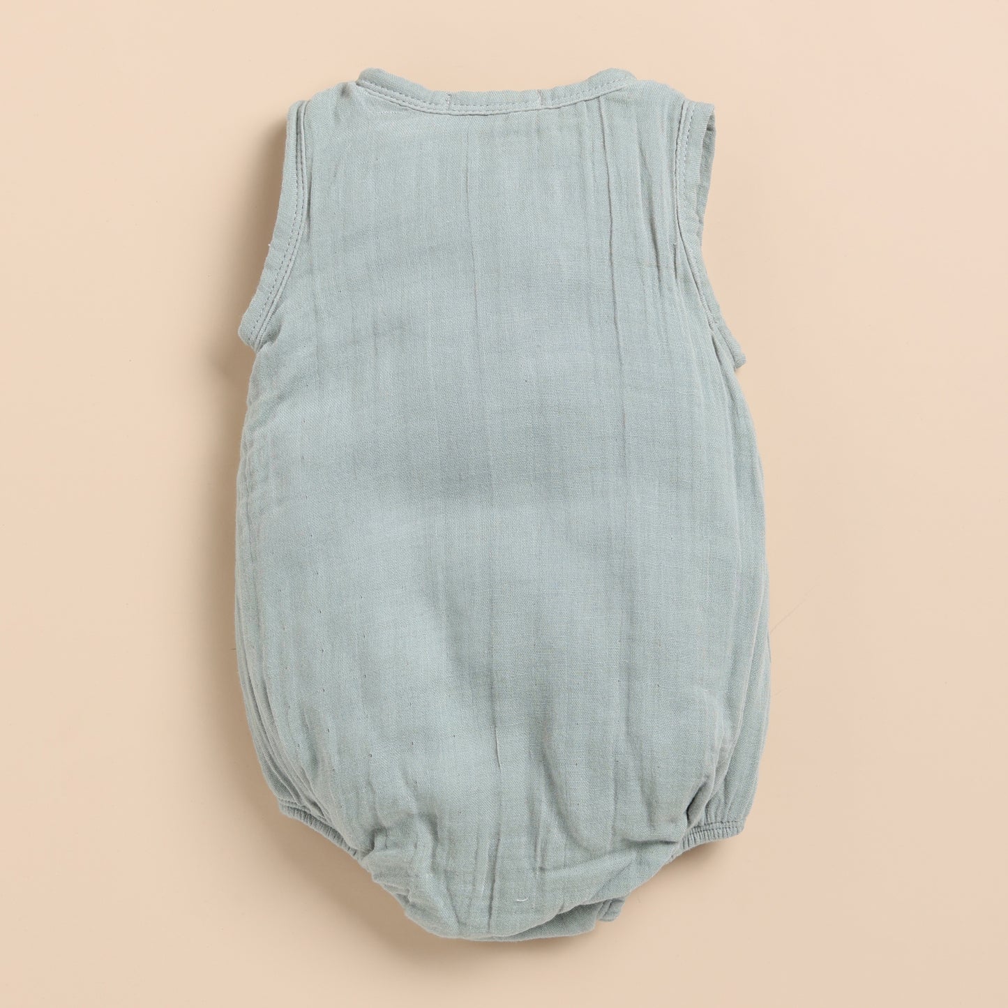 Oatmeal + Moss Green Organic Muslin Bubble Romper