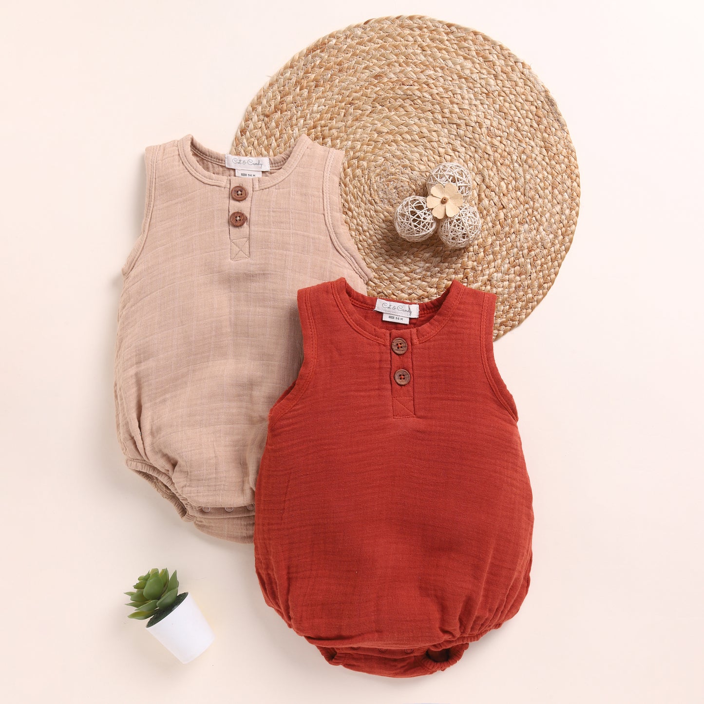 Latte + Picante Organic Muslin Bubble Romper