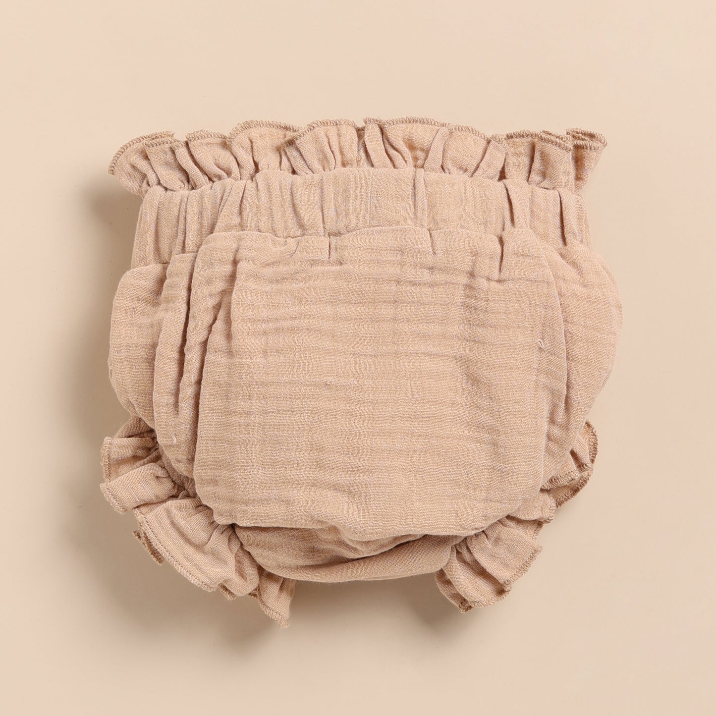 Oatmeal + Latte Organic Muslin Sleeveless Frill Top With Bloomer Set