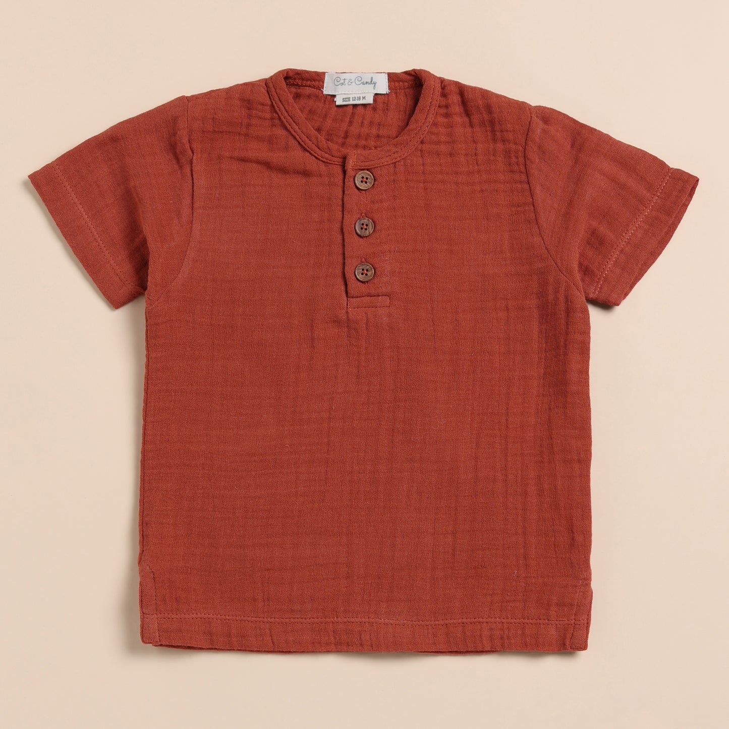 Organic Muslin Short Sleeve Henley T-Shirt