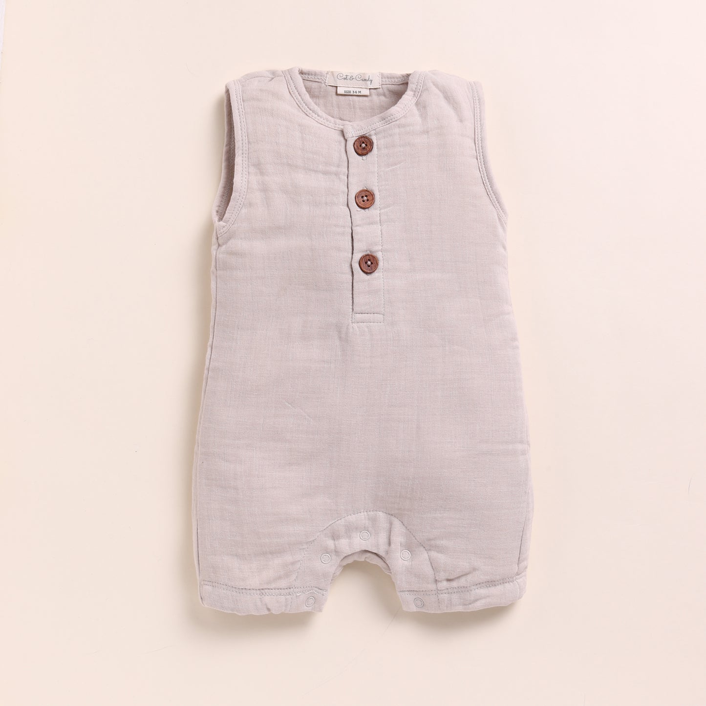 Oatmeal + Olive Organic Muslin Half Romper