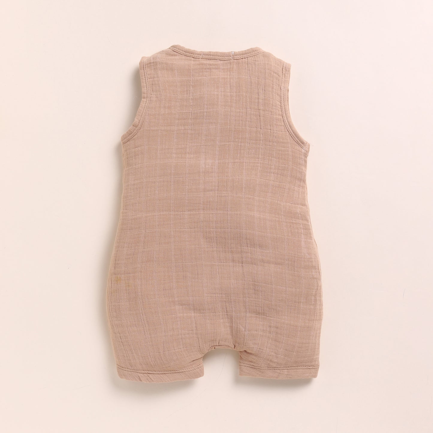 Latte + Olive Organic Muslin Half Romper