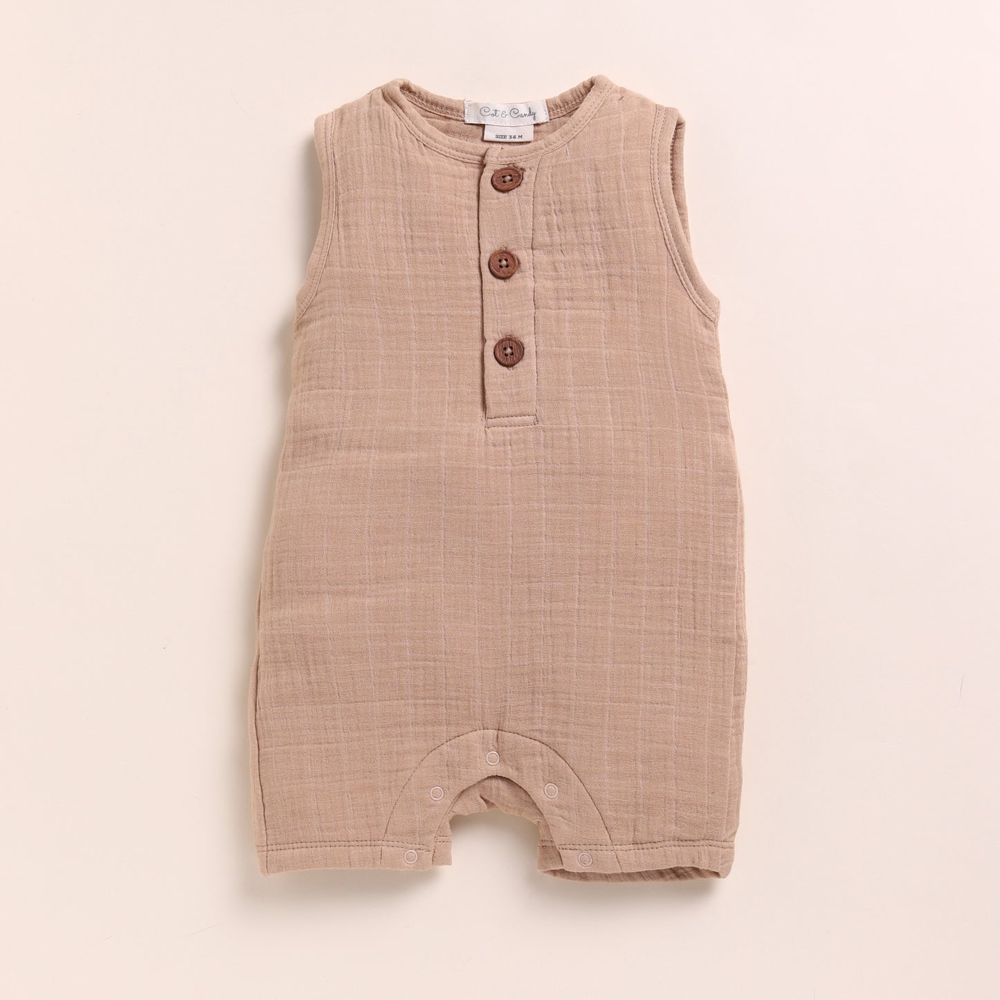 Latte + Olive Organic Muslin Half Romper