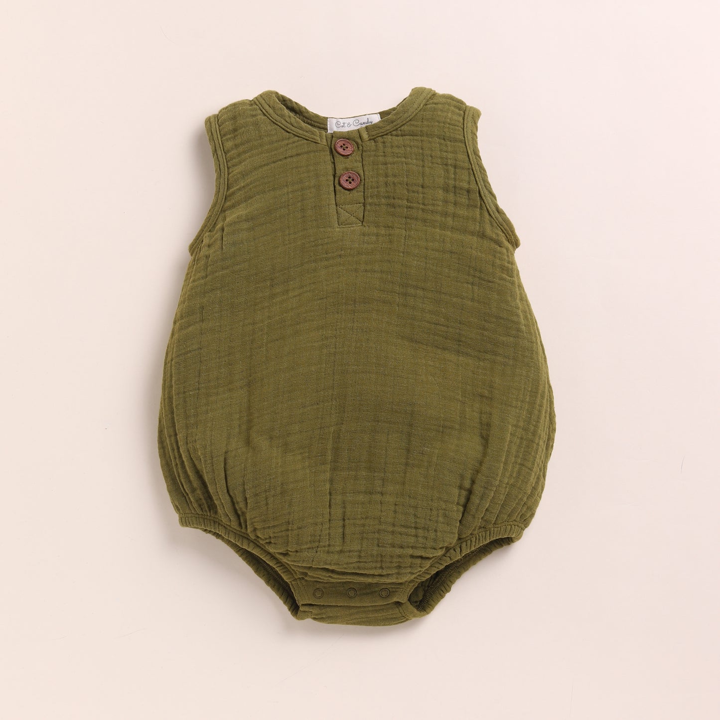 Latte + Olive Organic Muslin Bubble Romper