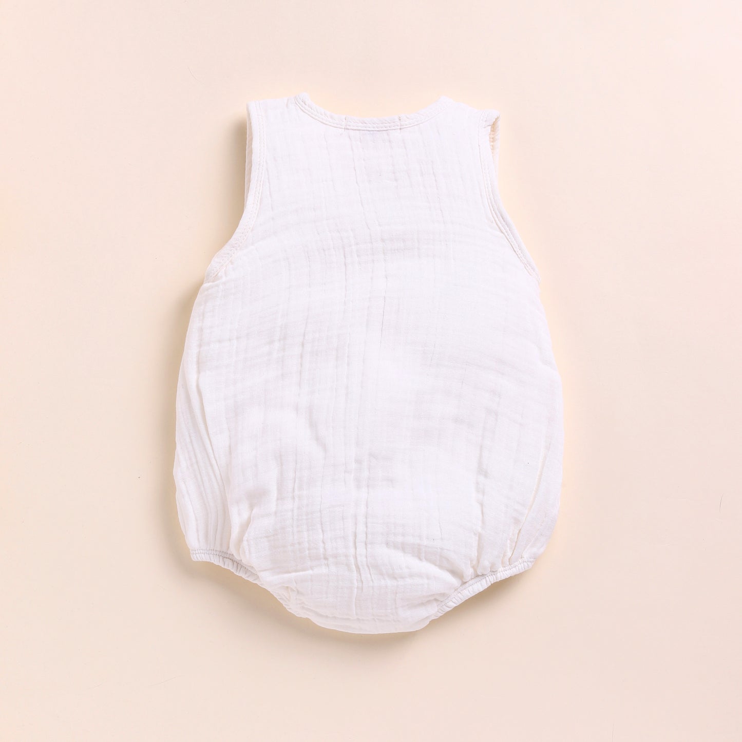 White + Olive Organic Muslin Bubble Romper