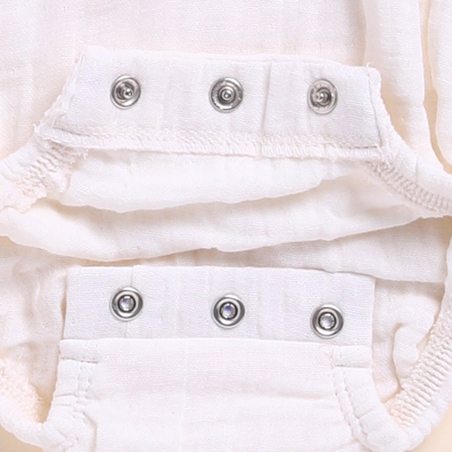 White + Olive Organic Muslin Bubble Romper