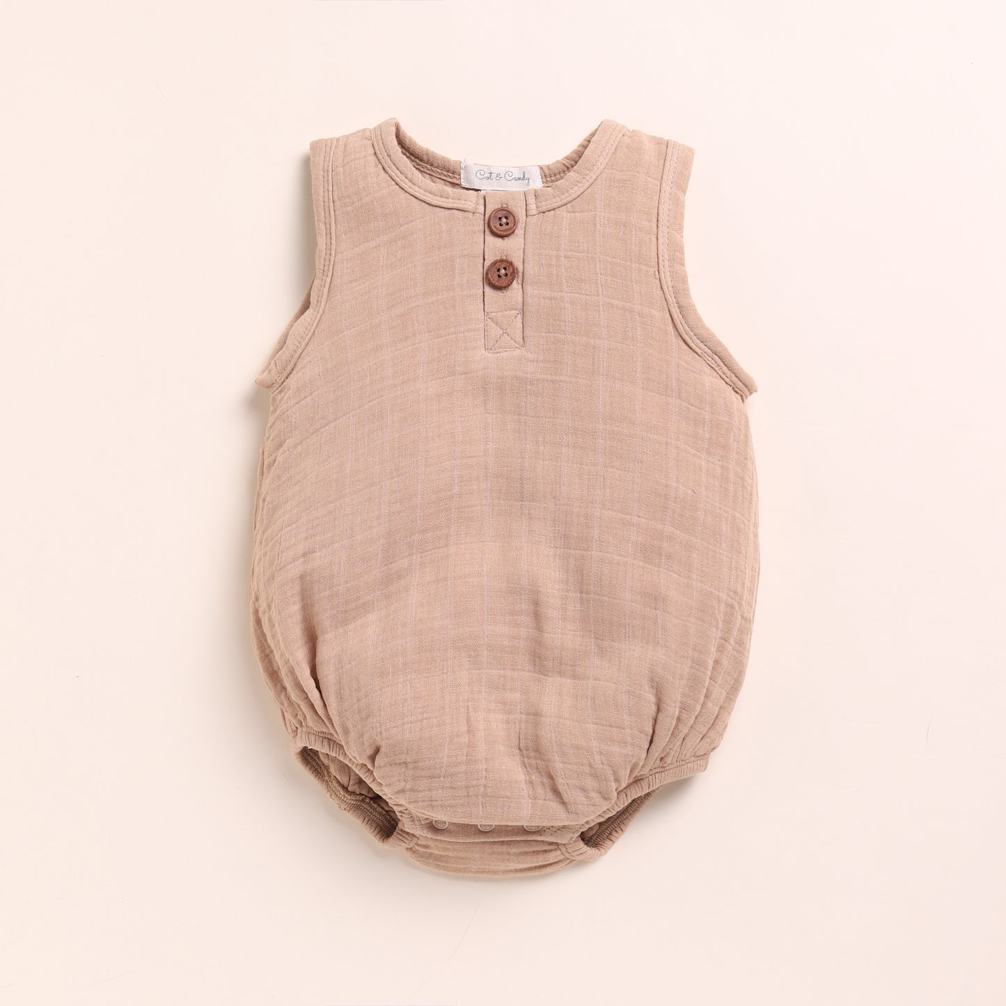 Latte + Olive Organic Muslin Bubble Romper