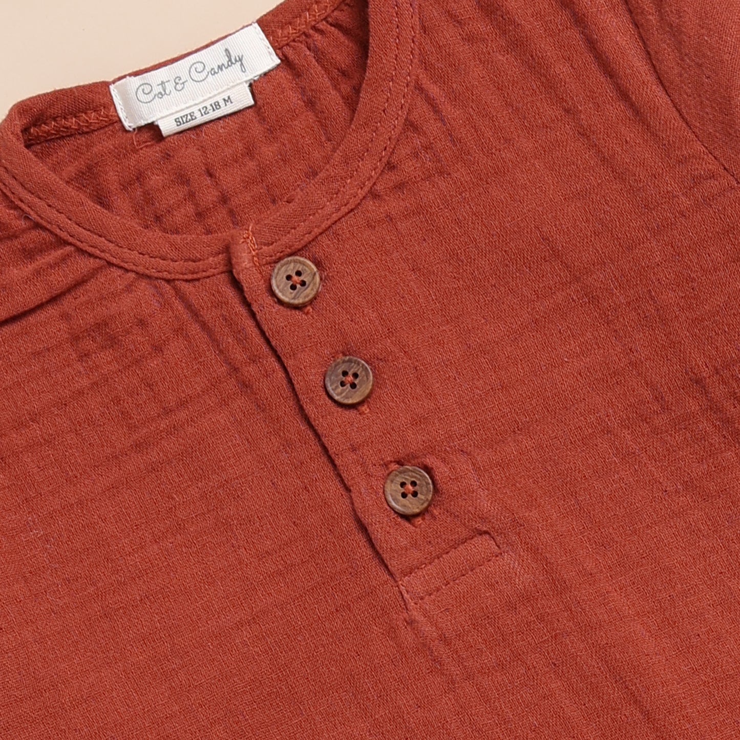 Picante + Olive Organic Muslin Long Sleeve Henley Tshirt With Lounge Pant Set