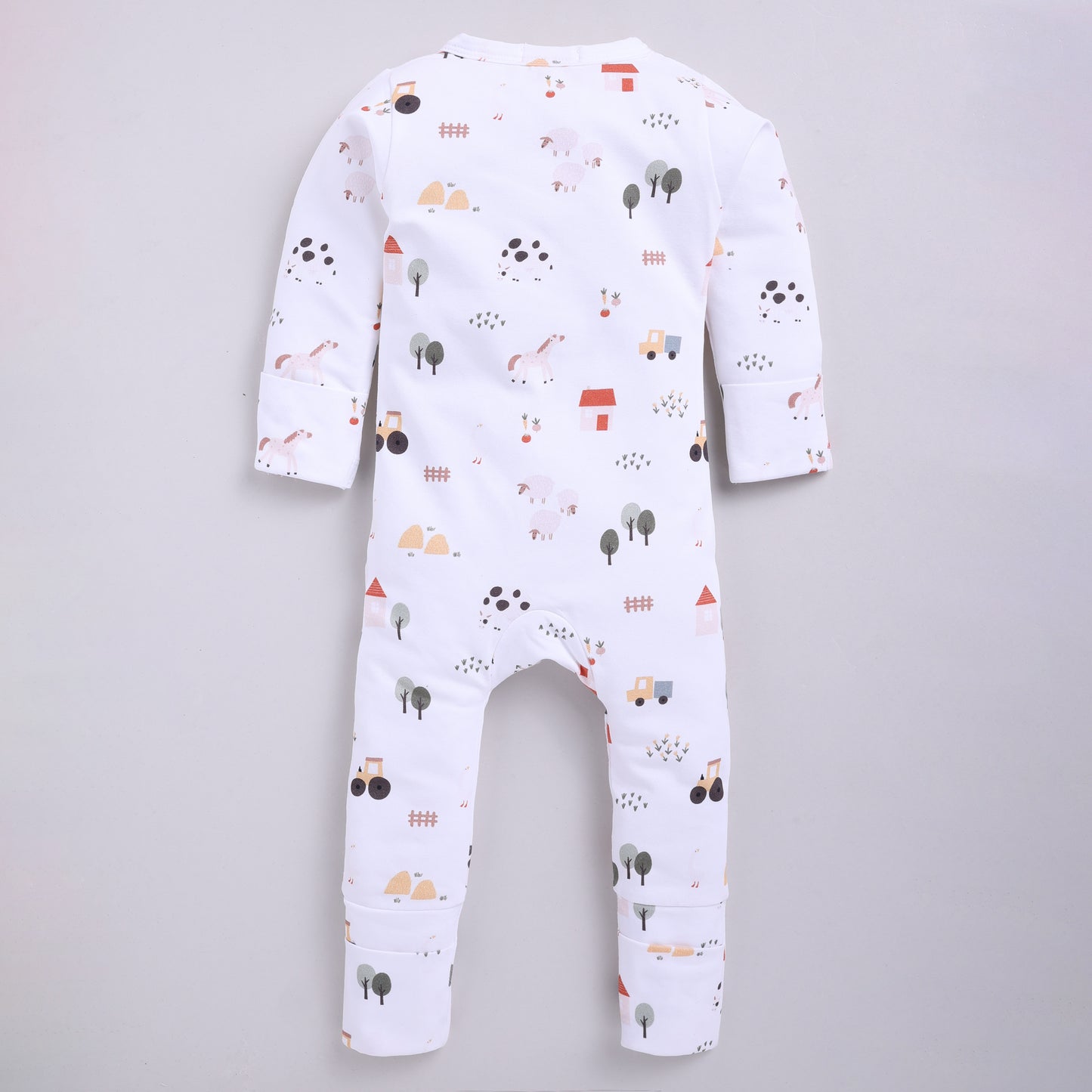 Farm Animal print collection Organic cotton full sleeve Zipsuit for baby boy