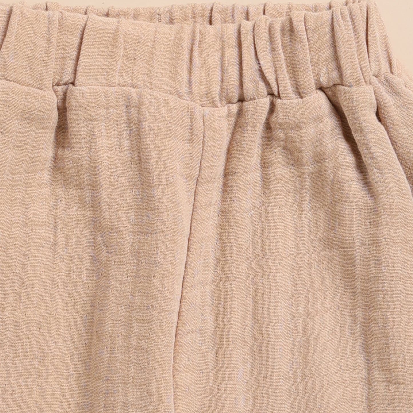 Oatmeal + Latte Organic Muslin Long Sleeve Henley Tshirt With Lounge Pant Set