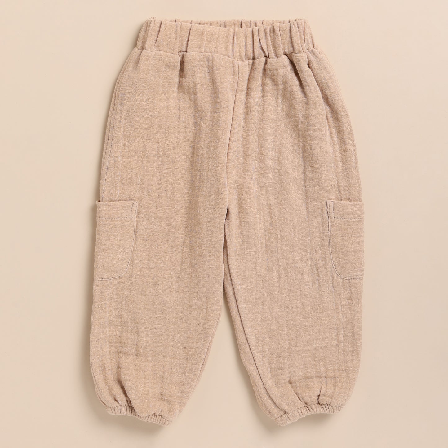 Oatmeal + Latte Organic Muslin Long Sleeve Henley Tshirt With Lounge Pant Set