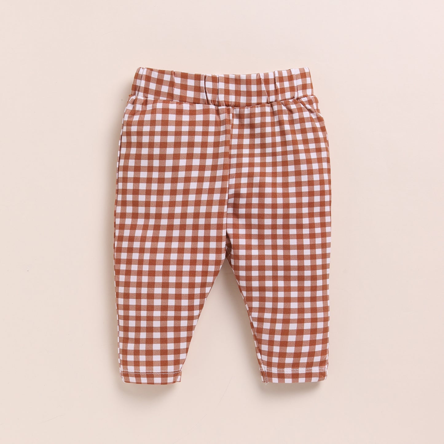 White + Ginger Gingham Cord Set Long Sleeve Bodysuit With Leggings - Pack Of 2