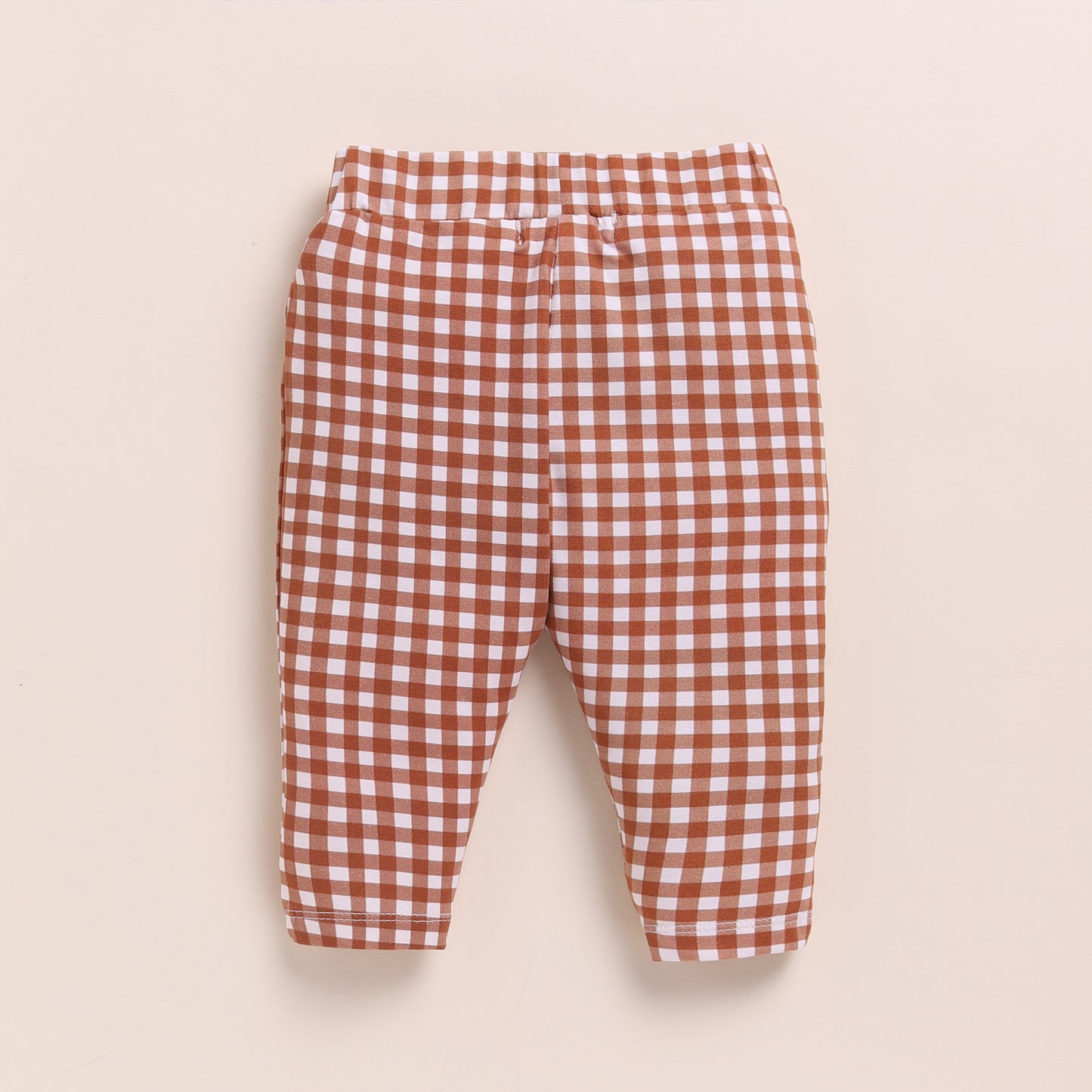 White + Ginger Gingham Cord Set Long Sleeve Bodysuit With Leggings - Pack Of 2