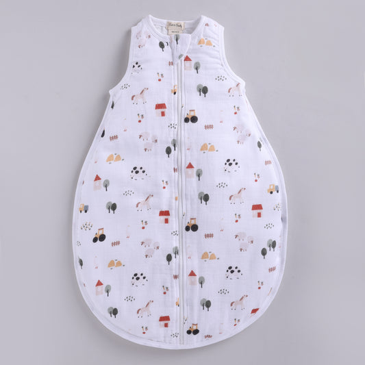 Farm Animals Organic Baby Muslin Sleeping Bag