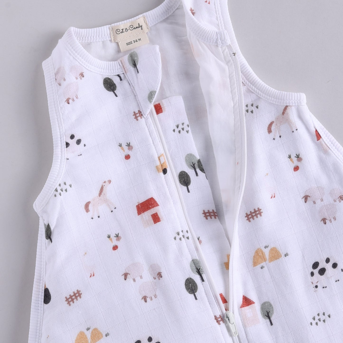 Farm Animals Organic Baby Muslin Sleeping Bag