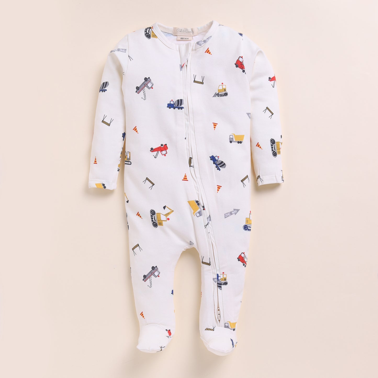 Construction + Constellation Bear Organic Printed Zipsuits Pack Of 2