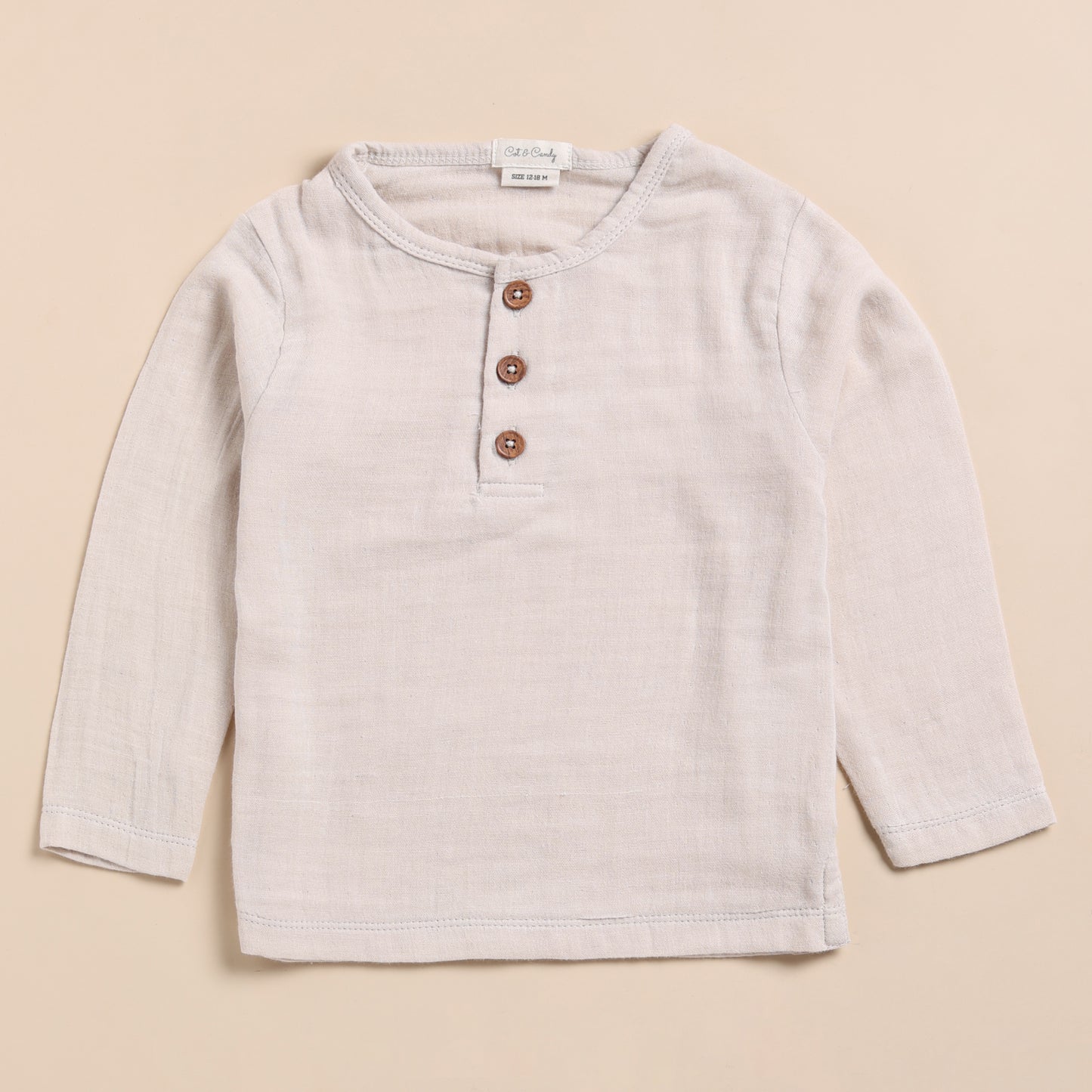 Organic Muslin Long Sleeve Henley T-Shirt