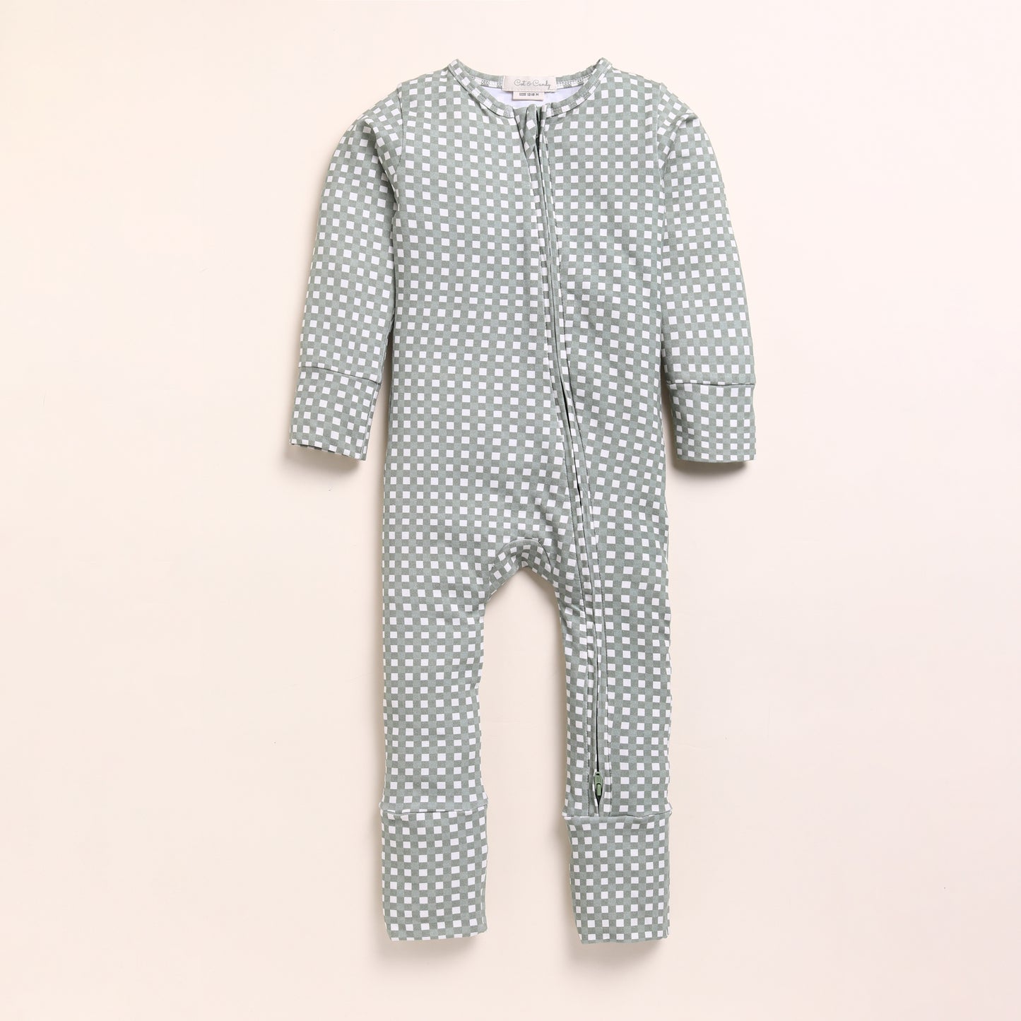 Sage + Mineral Gingham Organic Zipsuits Pack Of 2