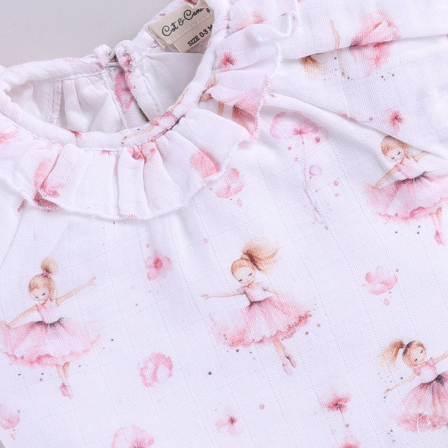 Bellerina Print Organic Muslin Frill Top With Bloomers