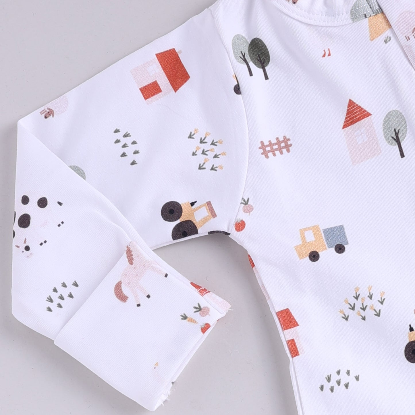 Farm Animal print collection Organic cotton long sleeve Zipsuit for baby boy