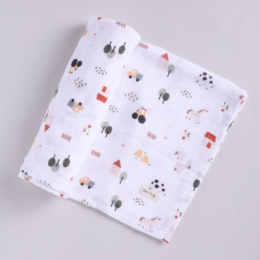 Farm Animal Collection Organic Muslin Swaddle Wrap