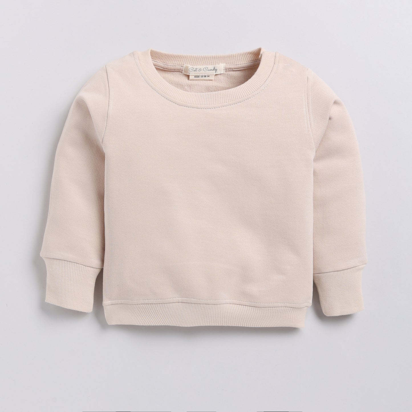 Get almond color organic fleece Sweatshirt & jogger set for your 3 months to 5 years baby - CotandCandyBaby