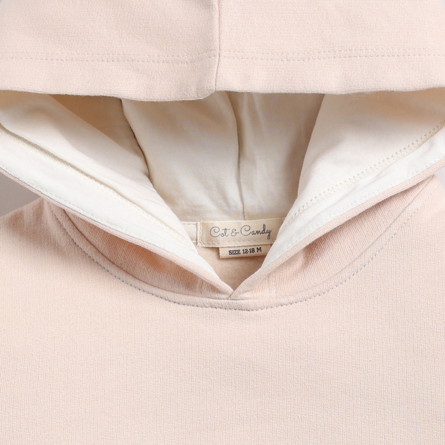 Order almond peach color organic fleece oversized hoodie for your 2-3 years baby - CotandCandyBaby