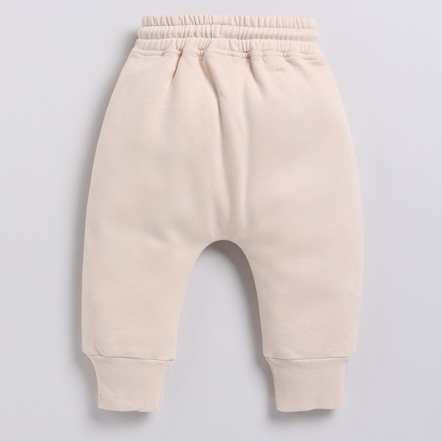 Find almond peach color organic fleece relaxed jogger for your 18-24 months baby - CotandCandyBaby