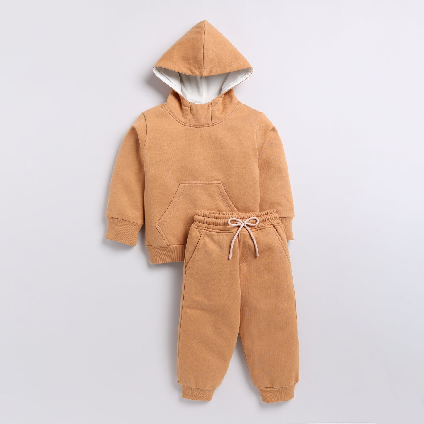 Order biscuit color organic fleece hoodie & jogger set for your 3 months to 5 years baby - CotandCandyBaby