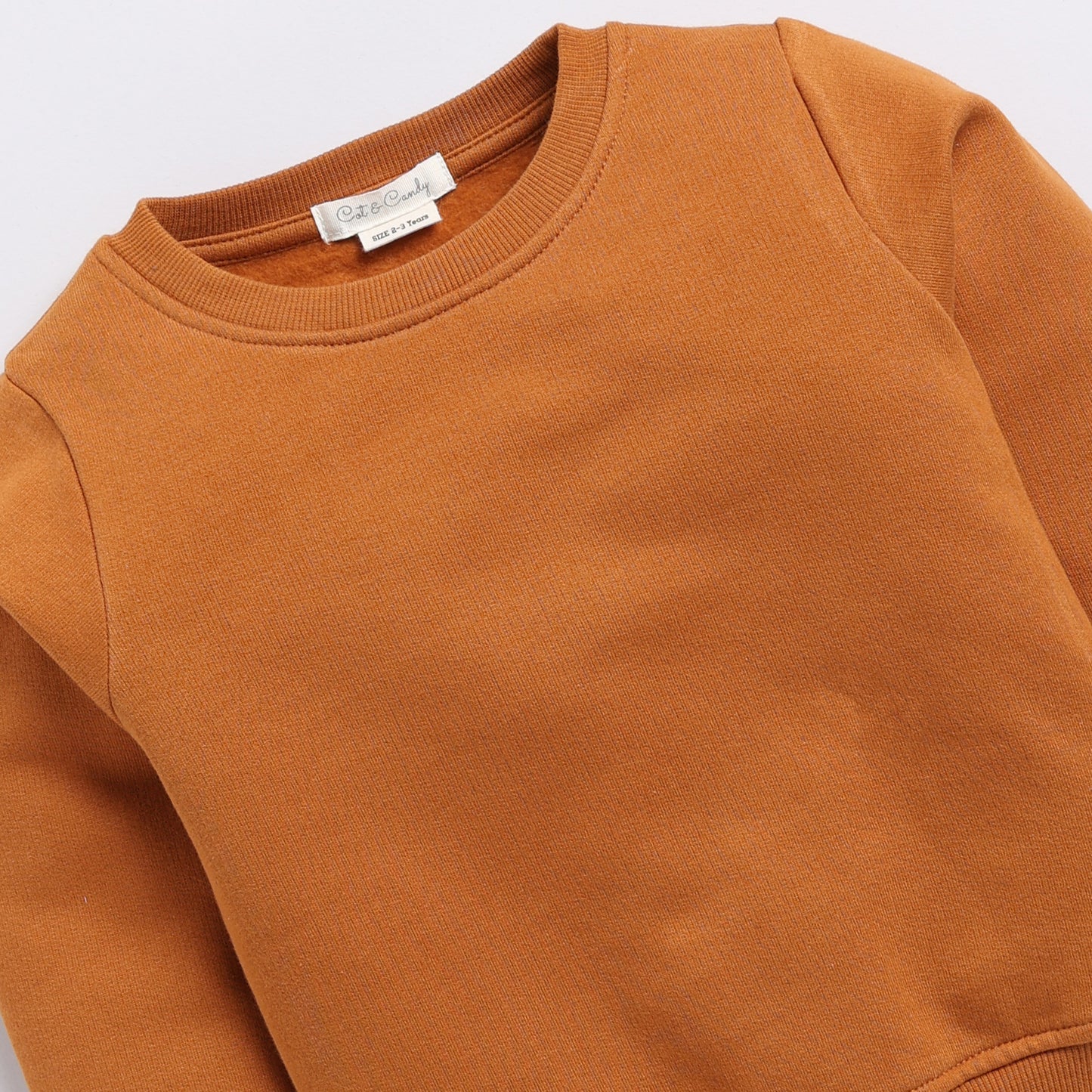 Order pumpkin spice color organic fleece premium Sweatshirt & jogger set online for your 3 months to 5 years baby - CotandCandyBaby