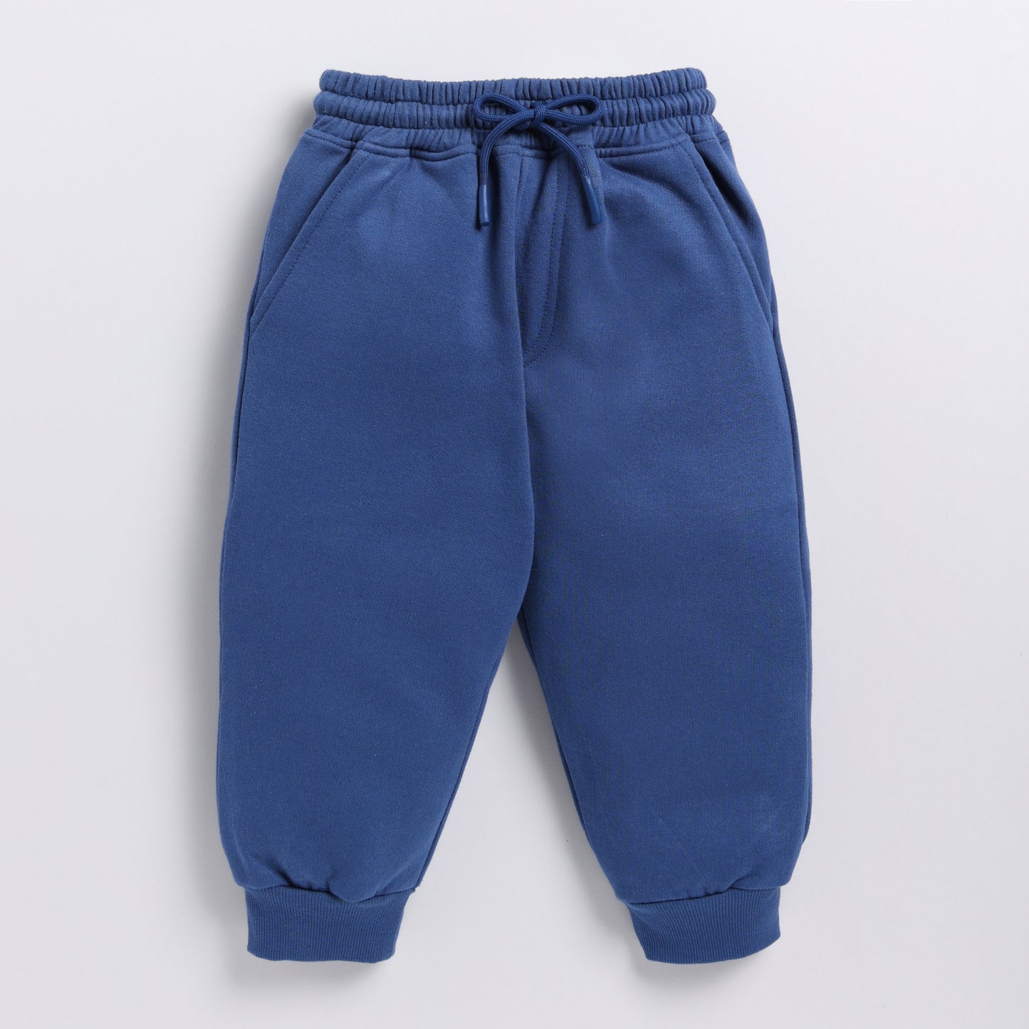 Buy dark blue color organic fleece relaxed jogger for your 3 months to 5 years baby - CotandCandyBaby