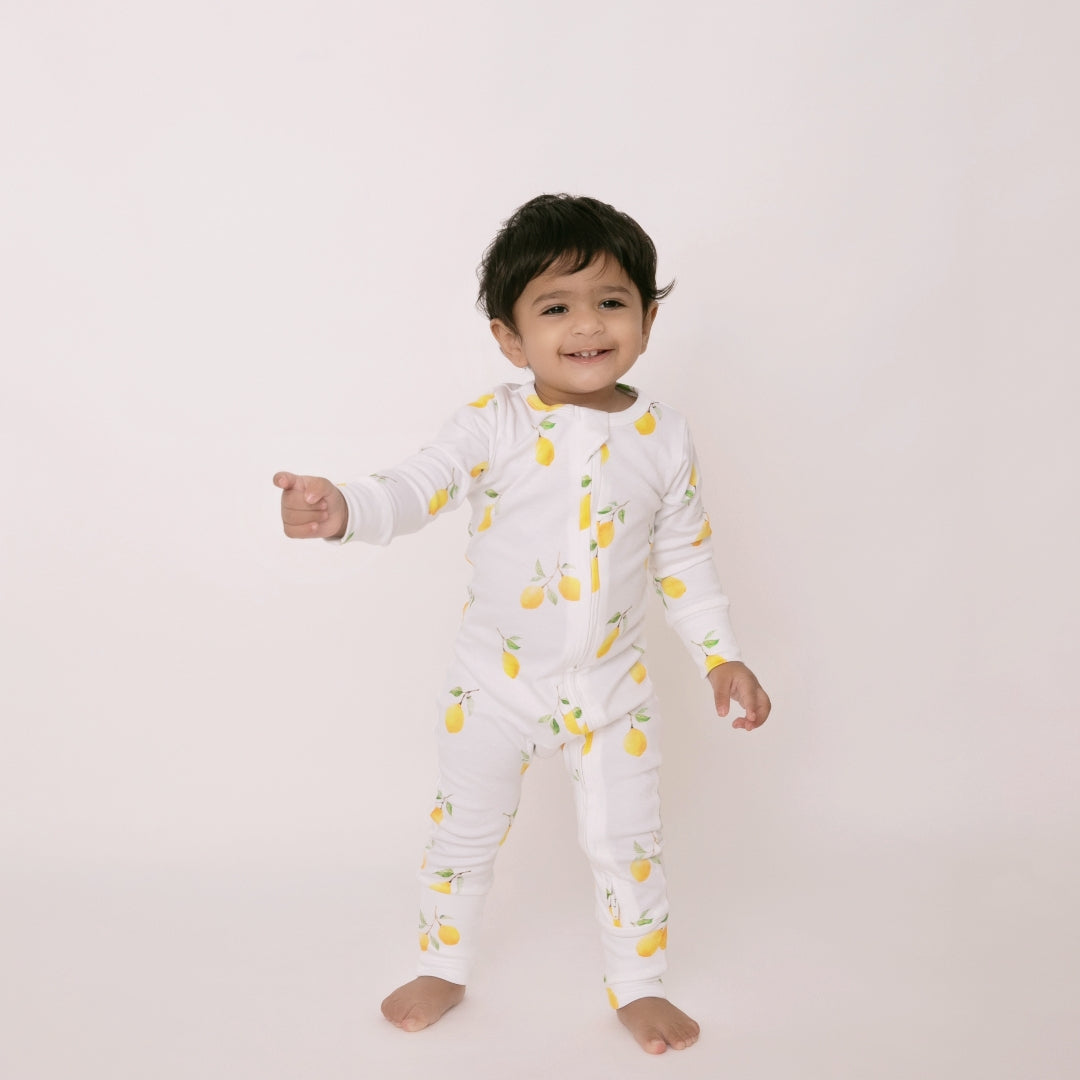 Lemon Love Collection Organic cotton long sleeve Zipsuit