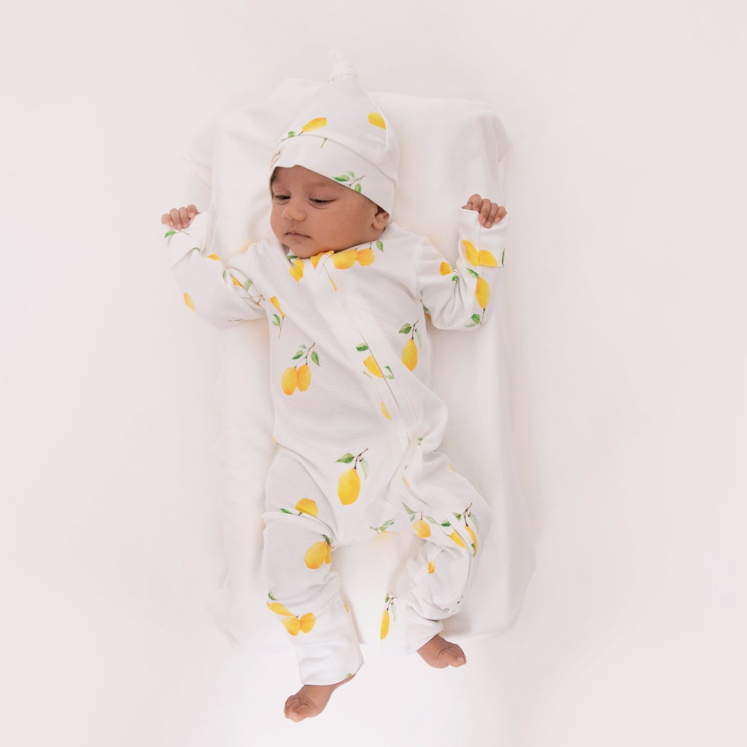 Lemon Love Collection Organic cotton long sleeve Zipsuit for baby girl