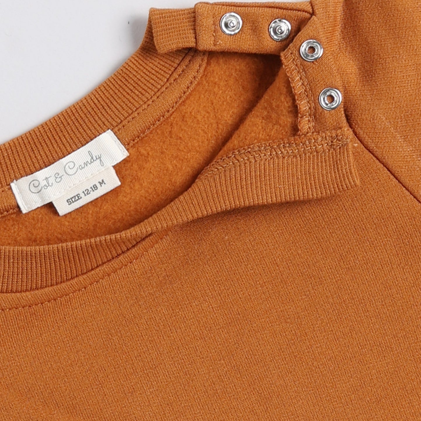 Find pumpkin spice color organic fleece oversized sweatshirt for your 18-24 months baby - CotandCandyBaby