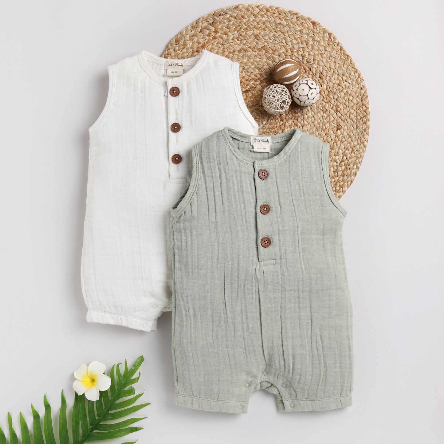 Muslin Half Romper - Pack Of 2