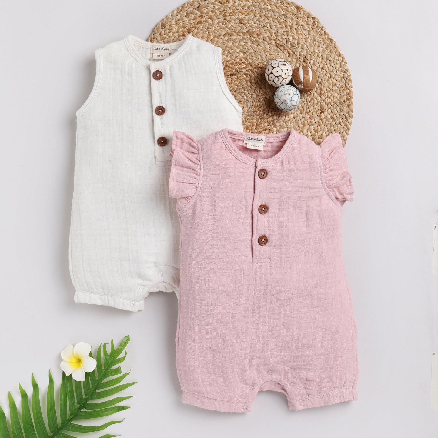 Muslin Half Romper - Pack Of 2