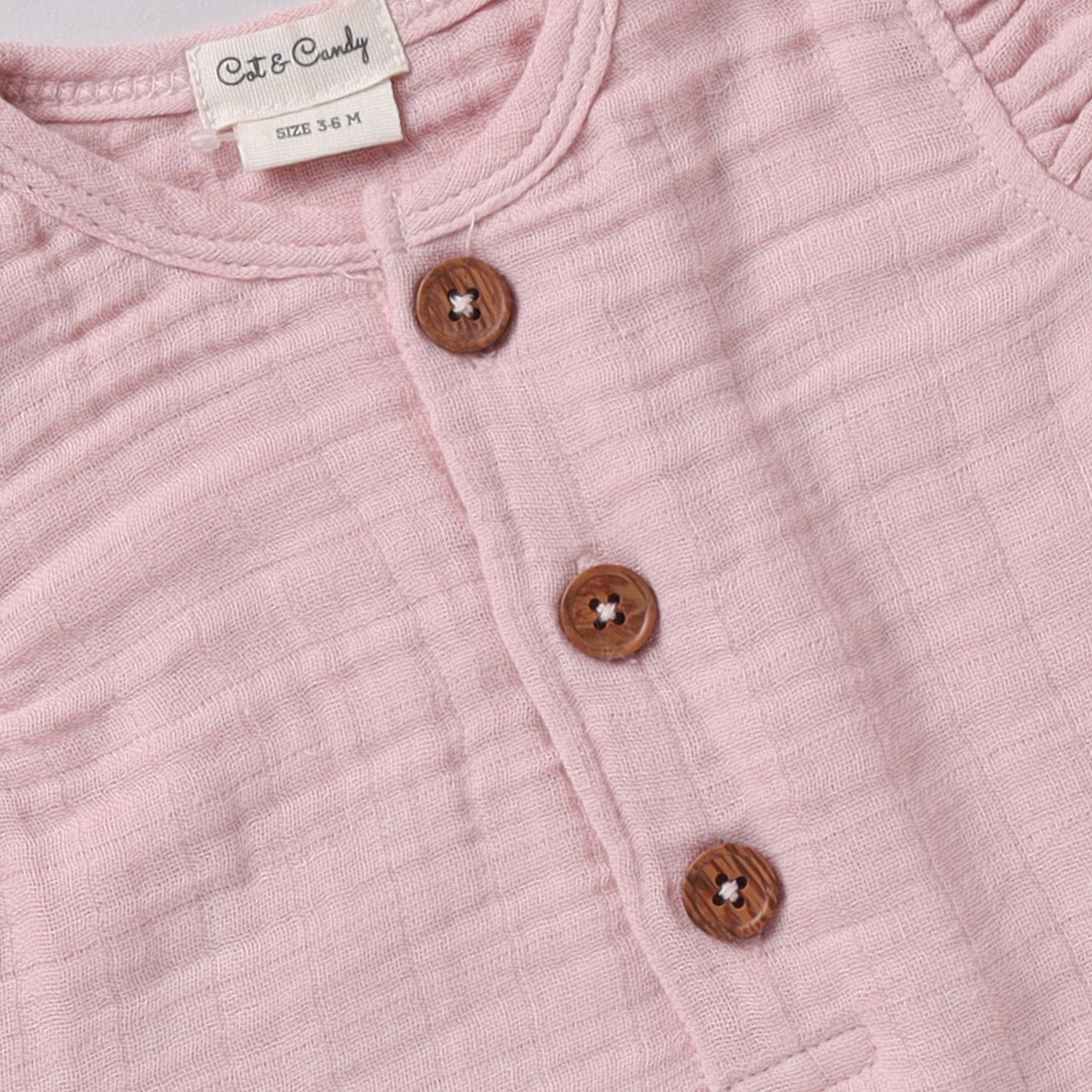 Blush Pink Organic Muslin Half Romper