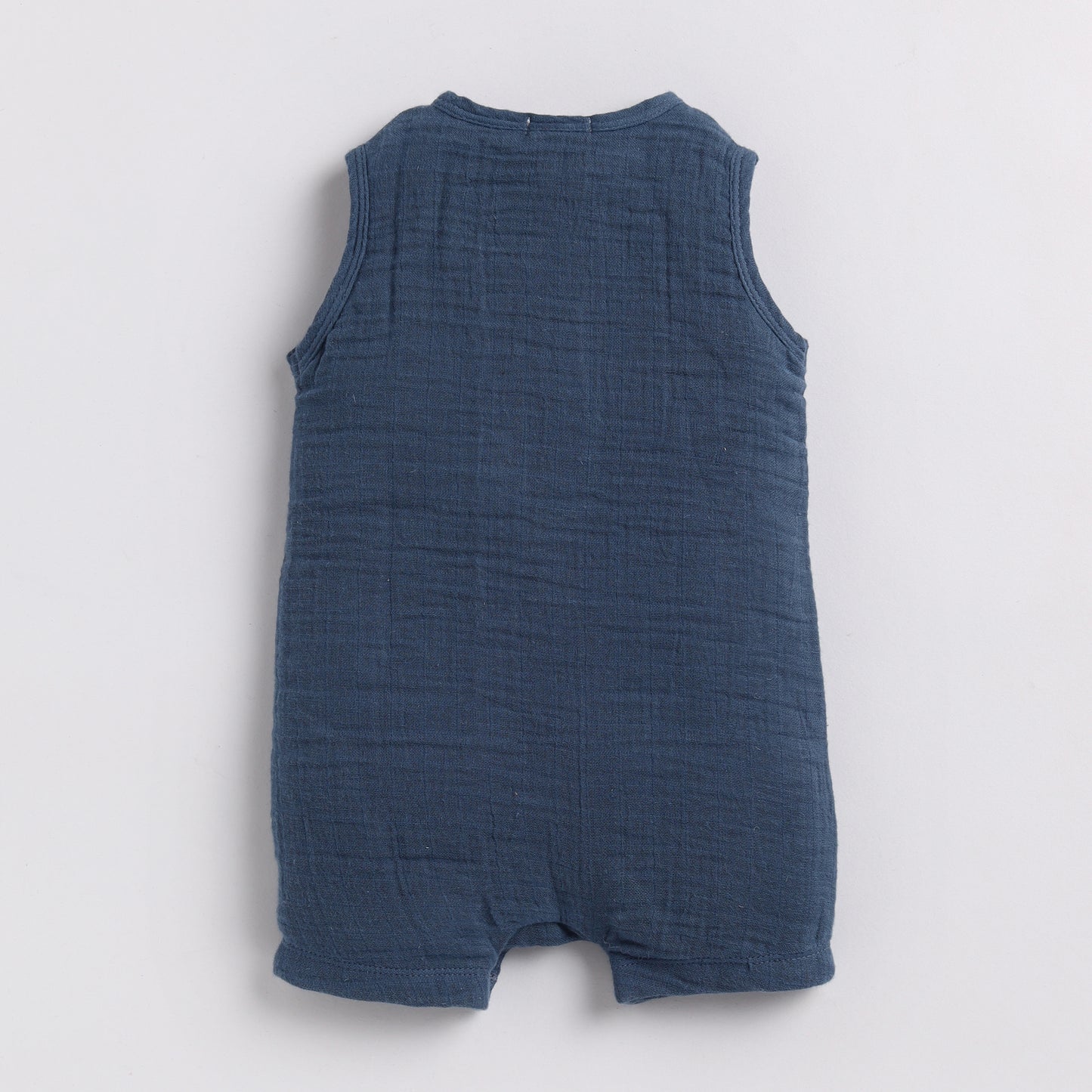 Navy Organic Muslin Half Romper