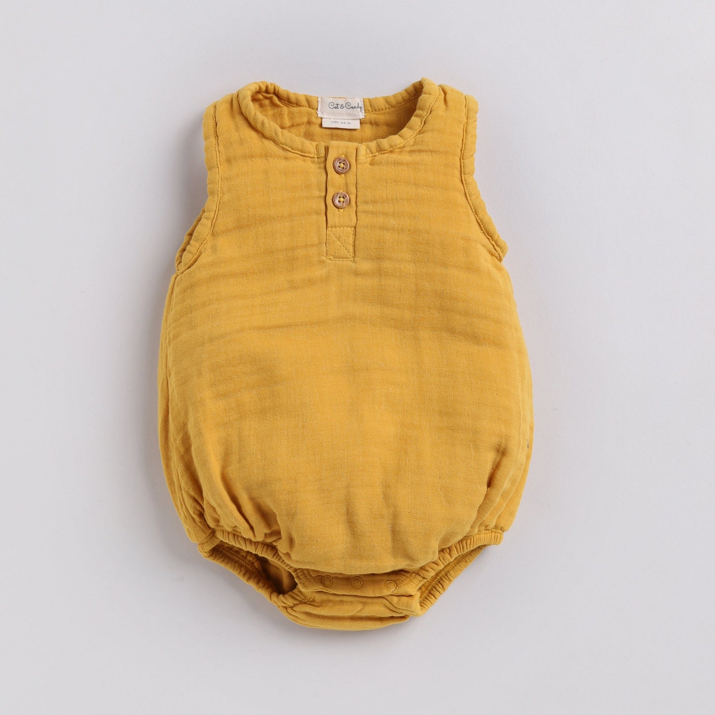 Mustard Organic Muslin Bubble Romper