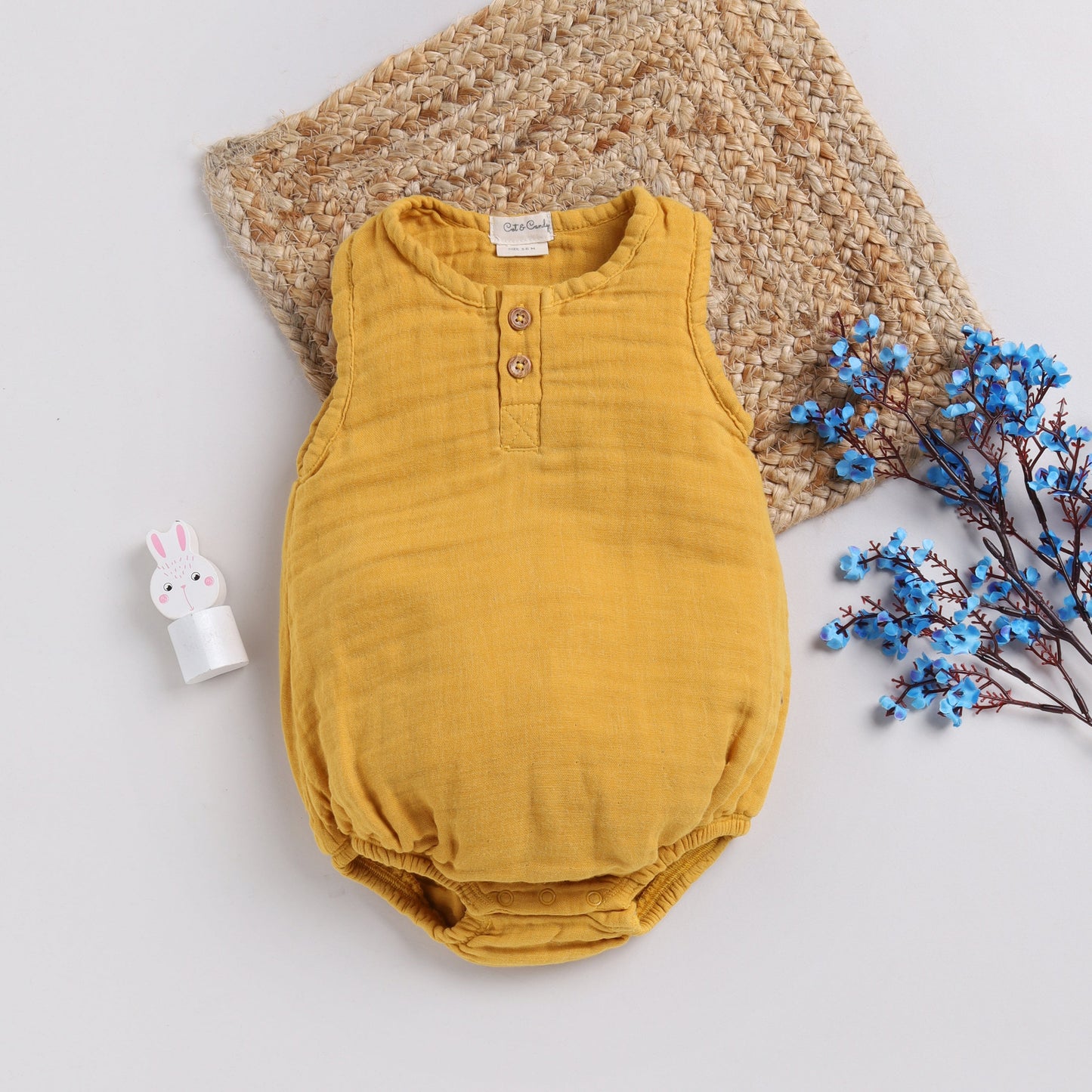 Mustard Organic Muslin Bubble Romper
