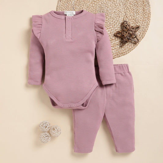 Nostalgia Rose Organic Long Sleeve Bodysuit With Pencil Leggings