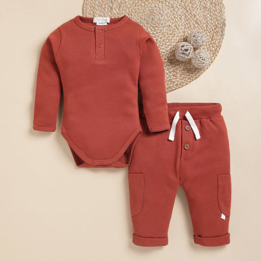 Picante Organic Long Sleeve Bodysuit With Drawstring Leggings