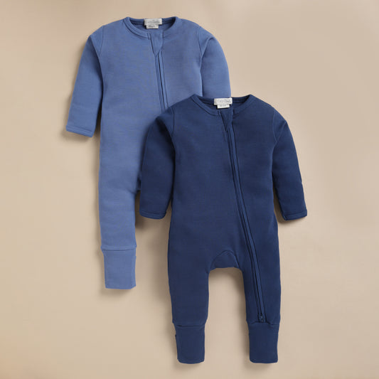 Navy + Light Denim Organic Zipsuit