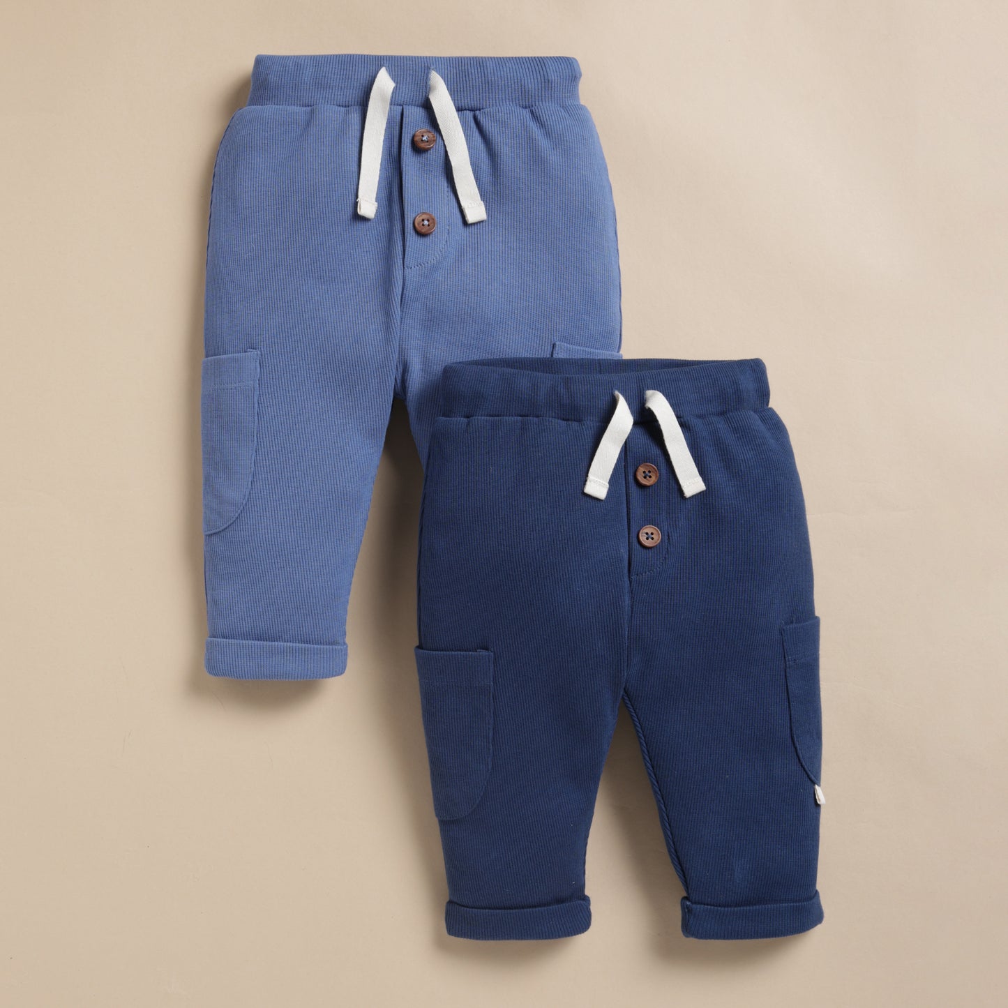 Navy + Light Denim Organic Dwawstring Leggings