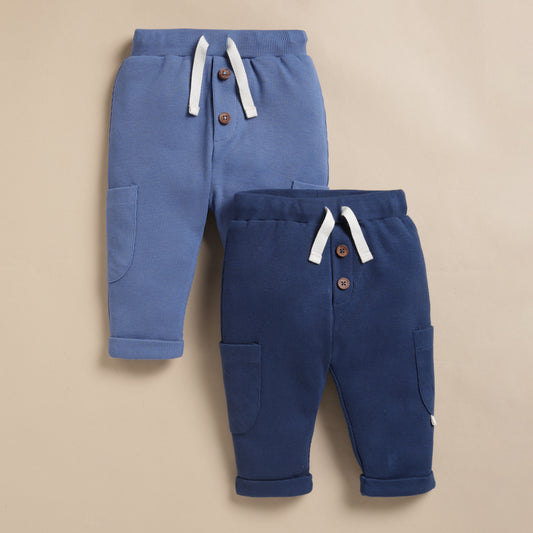 Navy + Light Denim Organic Dwawstring Leggings