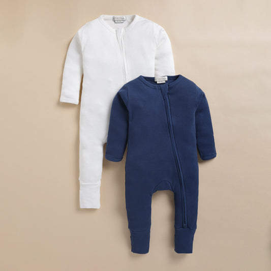 Navy + Milk Organic Zipsuit